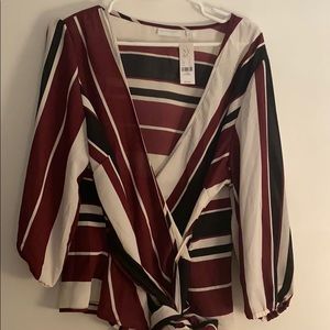 New York & Company Wrap Blouse Top